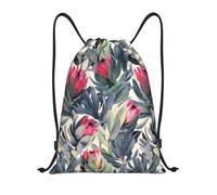 BYwenhopnbs Painted Protea Pattern On White Background Drawstring Bag String Bag Lightweight Gym Backpack for Men Women