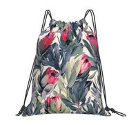 BYwenhopnbs Painted Protea Pattern On White BackgroundDrawstring Backpack Sports Gym Sackpack Water Resistant String Bag for Women Men