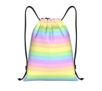 BYwenhopnbs Pastel Rainbow Striped Drawstring Bag String Bag Lightweight Gym Backpack for Men Women