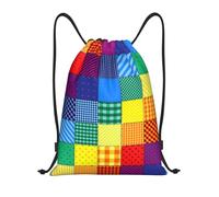 BYwenhopnbs Patchwork Pattern Of Rainbow Colors Drawstring Bag String Bag Lightweight Gym Backpack for Men Women