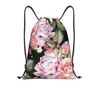 BYwenhopnbs Peony Flowers Rose Printing Drawstring Bag String Bag Lightweight Gym Backpack for Men Women