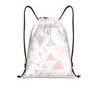 BYwenhopnbs Pink Grey Silver Geometric Triangle Marble Drawstring Bag String Bag Lightweight Gym Backpack for Men Women