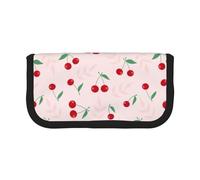 BYwenhopnbs Pink Red Cherry Leaf，Large Capacity Pencil Case, Pen Pouch Organizer Canvas Pencil Bag for Girls