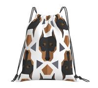BYwenhopnbs Polygonal Pattern Doberman HeadDrawstring Backpack Sports Gym Sackpack Water Resistant String Bag for Women Men
