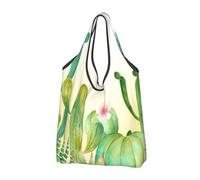 BYwenhopnbs Prickly Pear Cactus Foldable Tote Bag, Waterproof Reusable Shopping Fold Up Bag for Travel
