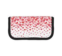 BYwenhopnbs Print Falling Red Hearts，Large Capacity Pencil Case, Pen Pouch Organizer Canvas Pencil Bag for Girls