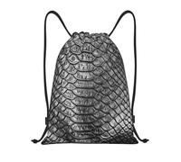 BYwenhopnbs Print Grey Snake Skin Drawstring Bag String Bag Lightweight Gym Backpack for Men Women