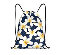BYwenhopnbs Print Tropical White Frangipani Plumeria Flower Drawstring Bag String Bag Lightweight Gym Backpack for Men Women