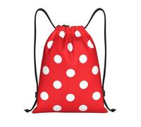 BYwenhopnbs Print White Polka Dots On Red Drawstring Bag String Bag Lightweight Gym Backpack for Men Women