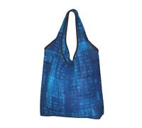 BYwenhopnbs Programmer Binary Code Blue Foldable Tote Bag, Waterproof Reusable Shopping Fold Up Bag for Travel