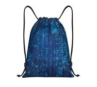 BYwenhopnbs Programmer Blue Binary Code Drawstring Bag String Bag Lightweight Gym Backpack for Men Women