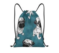 BYwenhopnbs Pug Dark Teal Drawstring Bag String Bag Lightweight Gym Backpack for Men Women
