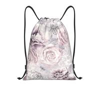 BYwenhopnbs Purple And Grey Floral Drawstring Bag String Bag Lightweight Gym Backpack for Men Women