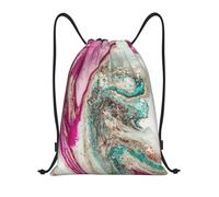 BYwenhopnbs Purple Green Golden Marble Surface Design Drawstring Bag String Bag Lightweight Gym Backpack for Men Women