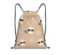 BYwenhopnbs Raccoon Cute Animal Print Drawstring Bag String Bag Lightweight Gym Backpack for Men Women