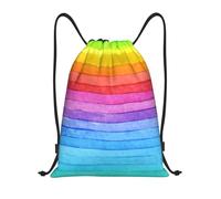 BYwenhopnbs Rainbow Colored Striped Drawstring Bag String Bag Lightweight Gym Backpack for Men Women