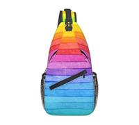 BYwenhopnbs Rainbow Colored StripedSling Bag for Men Crossbody Small Travel Shoulder Daypack