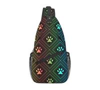 BYwenhopnbs Rainbow Dog Paws PrintSling Bag for Men Crossbody Small Travel Shoulder Daypack