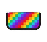 BYwenhopnbs Rainbow Plaid Pattern，Large Capacity Pencil Case, Pen Pouch Organizer Canvas Pencil Bag for Girls