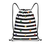 BYwenhopnbs Rainbow Polka Dot Stripe Black And White Print Drawstring Bag String Bag Lightweight Gym Backpack for Men Women