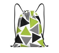 BYwenhopnbs Random Triangles Lime Green Gray Black On White Drawstring Bag String Bag Lightweight Gym Backpack for Men Women