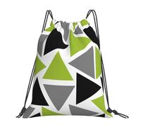 BYwenhopnbs Random Triangles Lime Green Gray Black On WhiteDrawstring Backpack Sports Gym Sackpack Water Resistant String Bag for Women Men