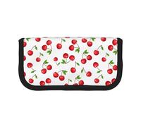 BYwenhopnbs Red Cherry Berries,Large Capacity Pencil Case, Pen Pouch Organizer Canvas Pencil Bag for Girls