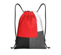 BYwenhopnbs Red Grey Black And White Geometric Block Drawstring Bag String Bag Lightweight Gym Backpack for Men Women