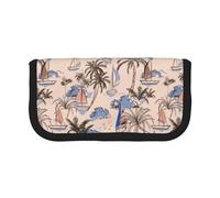 BYwenhopnbs Retro Beautiful Boats Palm Trees，Large Capacity Pencil Case, Pen Pouch Organizer Canvas Pencil Bag for Girls