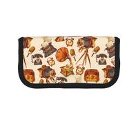 BYwenhopnbs Retro Sketch Clock Camera Microphone,Large Capacity Pencil Case, Pen Pouch Organizer Canvas Pencil Bag for Girls