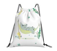 BYwenhopnbs Rhino Pattern On White BackgroundDrawstring Backpack Sports Gym Sackpack Water Resistant String Bag for Women Men