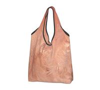 BYwenhopnbs Rose Gold Copper Texture Metallic Foldable Tote Bag, Waterproof Reusable Shopping Fold Up Bag for Travel