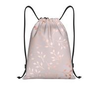 BYwenhopnbs Rose Gold Decorative Floral Printed Drawstring Bag String Bag Lightweight Gym Backpack for Men Women