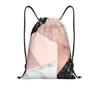 BYwenhopnbs Rose Gold Glitter Black White Marble Geometric Drawstring Bag String Bag Lightweight Gym Backpack for Men Women