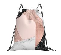 BYwenhopnbs Rose Gold Glitter Black White Marble GeometricDrawstring Backpack Sports Gym Sackpack Water Resistant String Bag for Women Men