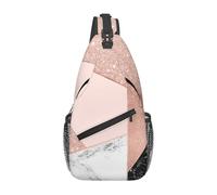 BYwenhopnbs Rose Gold Glitter Black White Marble GeometricSling Bag for Men Crossbody Small Travel Shoulder Daypack