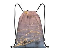BYwenhopnbs Rose Gold Marble Pattern Drawstring Bag String Bag Lightweight Gym Backpack for Men Women