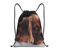 BYwenhopnbs Ruby Cavalier King Charles Spaniel Puppy Dog Drawstring Bag String Bag Lightweight Gym Backpack for Men Women