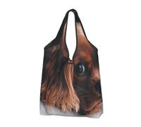 BYwenhopnbs Ruby Cavalier King Charles Spaniel Puppy Dog Foldable Tote Bag, Waterproof Reusable Shopping Fold Up Bag for Travel