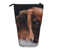 BYwenhopnbs Ruby Cavalier King Charles Spaniel Puppy Dog Stand up Pencil case Holder, Telescopic Pencil Bag