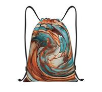 BYwenhopnbs Rust Blue Abstract Art Drawstring Bag String Bag Lightweight Gym Backpack for Men Women