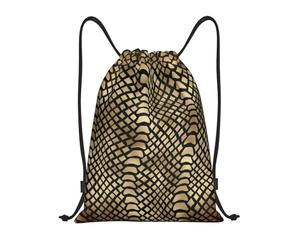 BYwenhopnbs Safari African Black Gold Python Animal Skin Sepia Drawstring Bag String Bag Lightweight Gym Backpack for Men Women