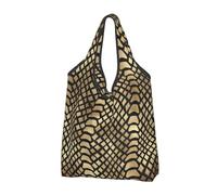 BYwenhopnbs Safari African Black Gold Python Animal Skin Sepia Foldable Tote Bag, Waterproof Reusable Shopping Fold Up Bag for Travel