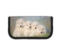 BYwenhopnbs Samoyed Puppies White Dogs Family Small Samoyed，Large Capacity Pencil Case, Pen Pouch Organizer Canvas Pencil Bag for Girls