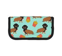 BYwenhopnbs Sausage Dog Dachshund，Large Capacity Pencil Case, Pen Pouch Organizer Canvas Pencil Bag for Girls