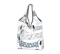 BYwenhopnbs Sausage Dog With Letters And Doughnuts Foldable Tote Bag, Waterproof Reusable Shopping Fold Up Bag for Travel