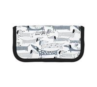 BYwenhopnbs Sausage Dog with Letters and Doughnuts，Large Capacity Pencil Case, Pen Pouch Organizer Canvas Pencil Bag for Girls