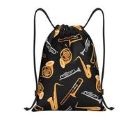 BYwenhopnbs Saxophone Trombone Lover Music Drawstring Bag String Bag Lightweight Gym Backpack for Men Women