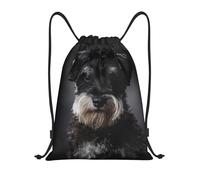 BYwenhopnbs Schnauzer Portrait Dark Grey Drawstring Bag String Bag Lightweight Gym Backpack for Men Women