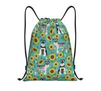 BYwenhopnbs Schnauzer Sunflowers Spring Summer Floral Dog Breed Dog Drawstring Bag String Bag Lightweight Gym Backpack for Men Women